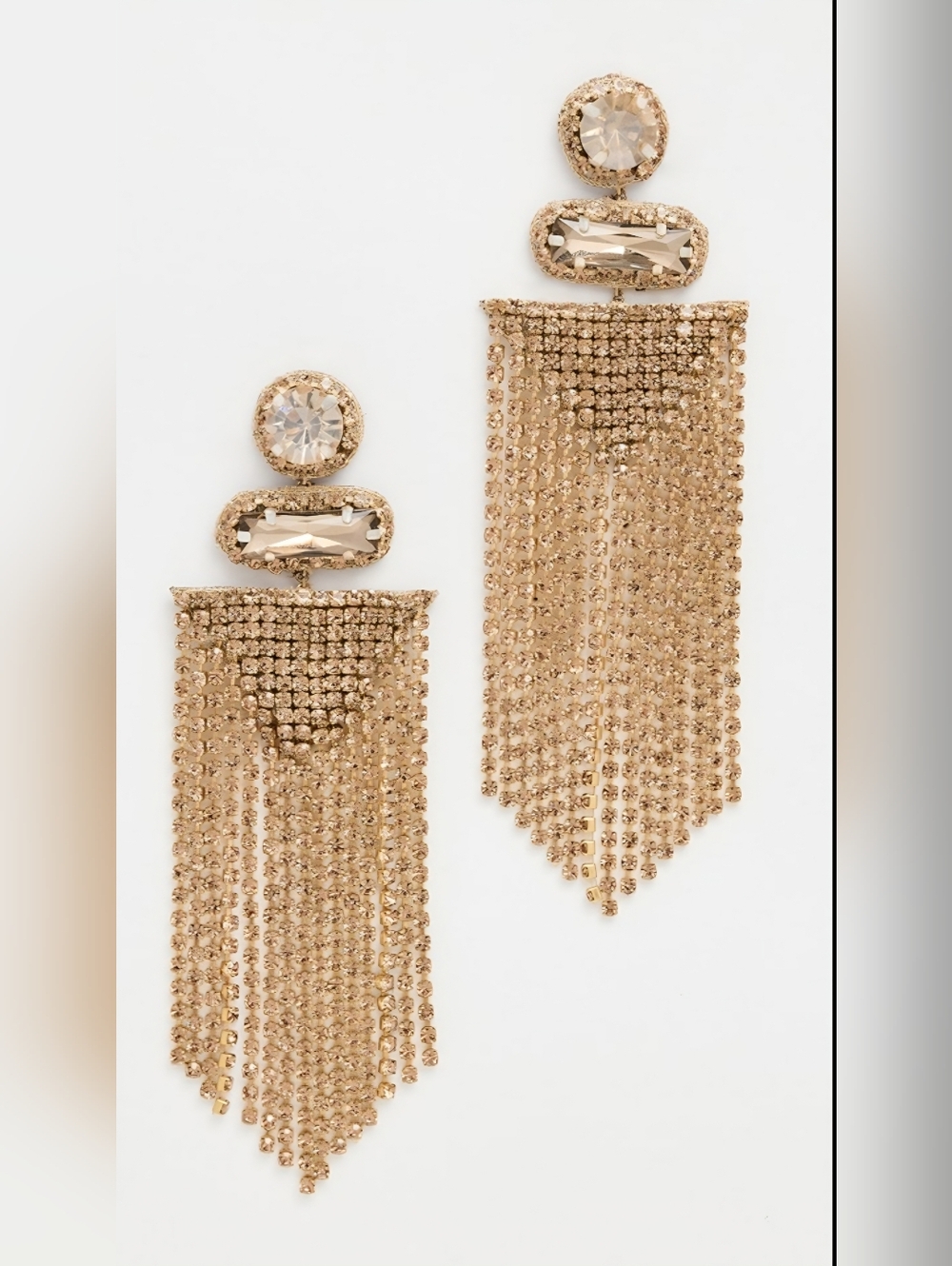 Deepa Gurnani Crystal Chandelier Earrings Peach Pink Goldtone Nickel Free
